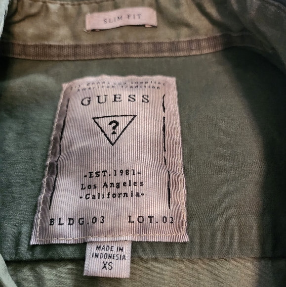 Guess Short Sleeve Utility Military Button Up Size XS Olive Green - Picture 3 of 8